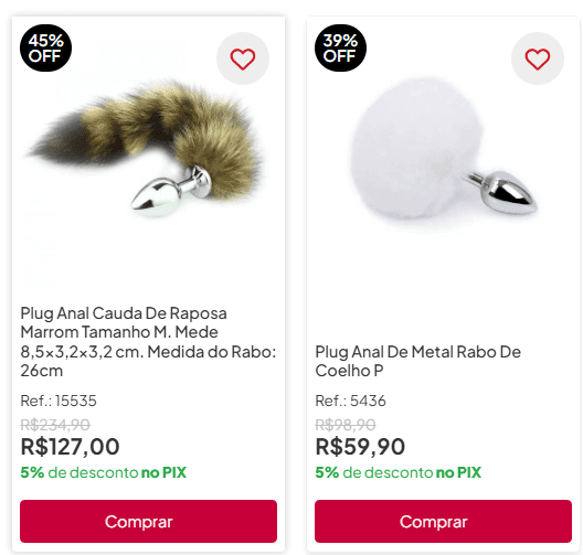 plug anal rabo de raposa e coelho