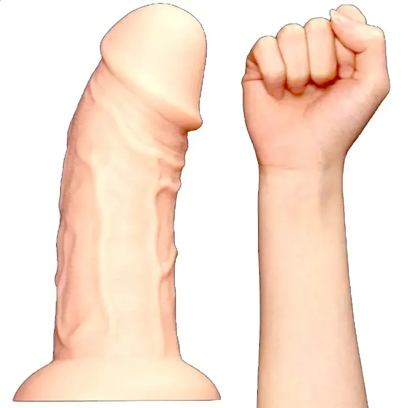 Pênis Dildo Realístico Gigante Ventosa Curved Dildo 24x6,6cm Penetráveis 21cm 