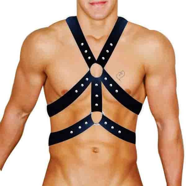 homem vestido em Harness Peitoral Fetiche BDSM Tamanho Unico Huthless