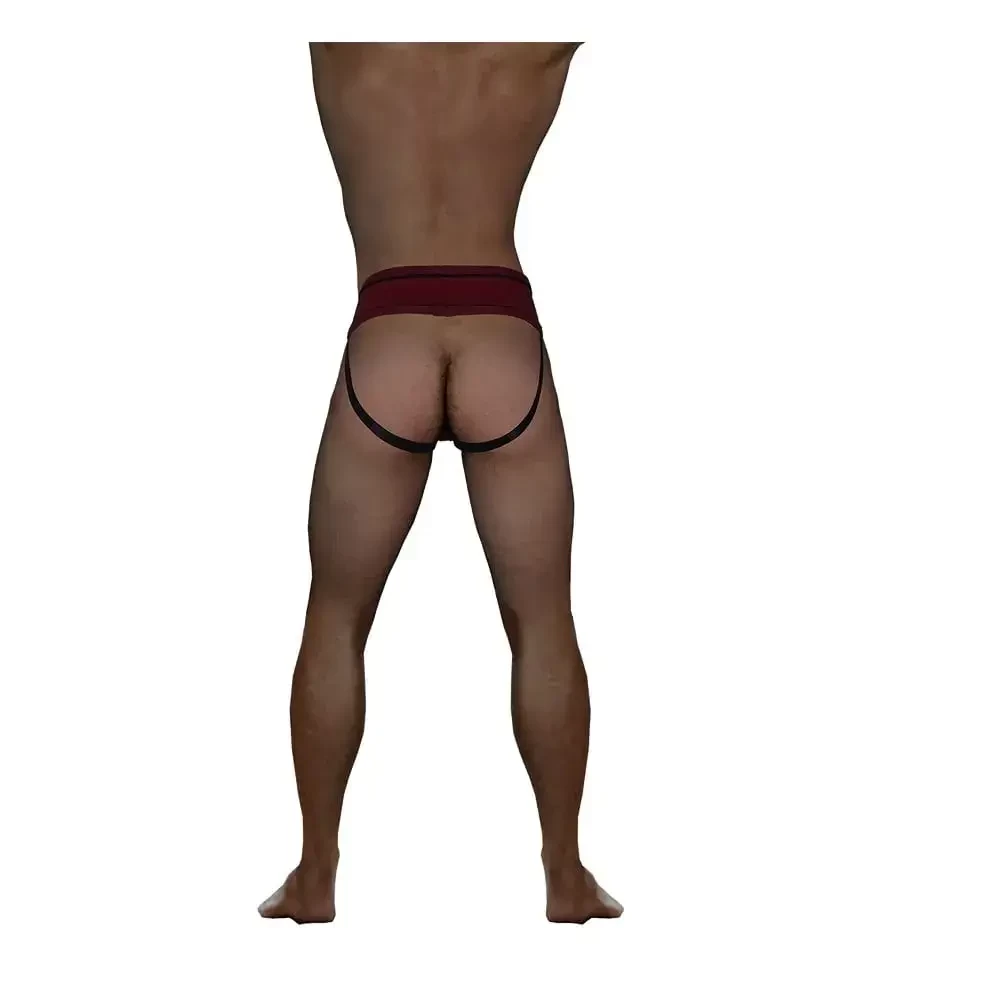 homem de costa vestido em cueca jockstrap arena