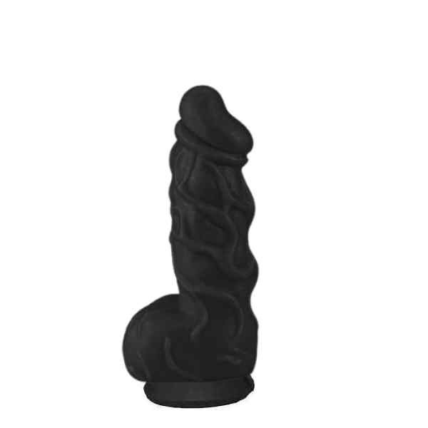 Pinto Preto De Borracha Com Ventosa e Veias 15,5 x 5cm