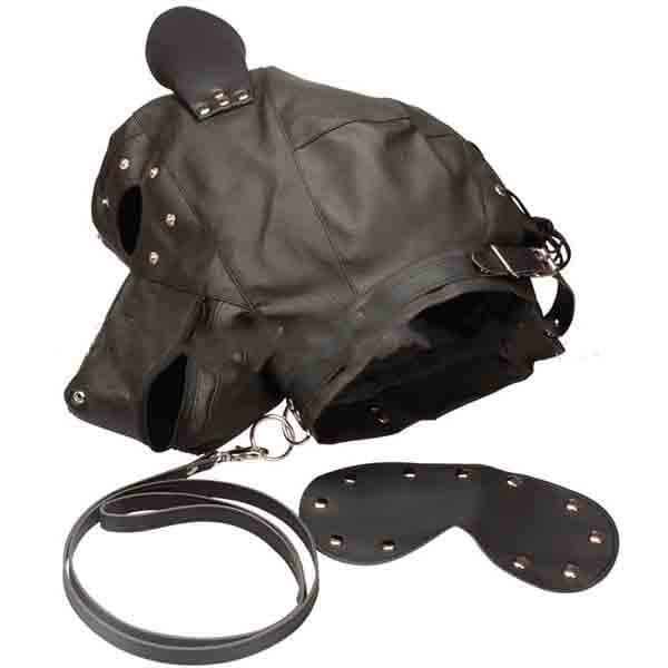 máscara pet play preta bdsm