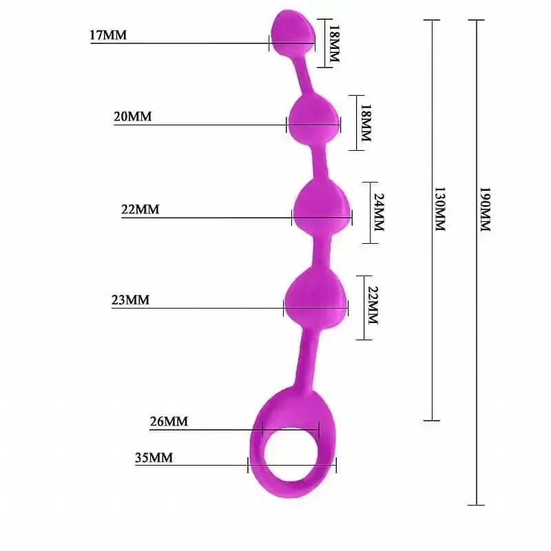 Plug Anal De Silicone 4 Esferas E Alça com medidas