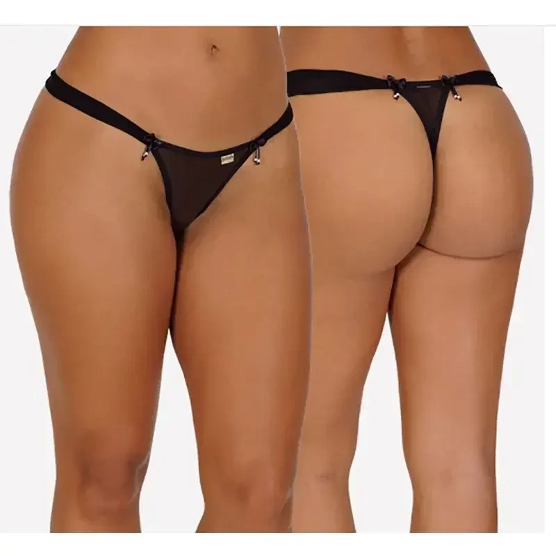 Calcinha Feminina. Sexy Fio Em Tule Espiã Cor Preta Tamanho Único