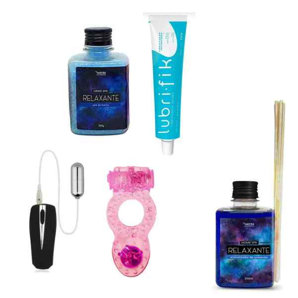 Kit Erótico Com 2 Vibradores e Lubrificante. Mais Sais de Banho e Difusor De Aroma Relaxante