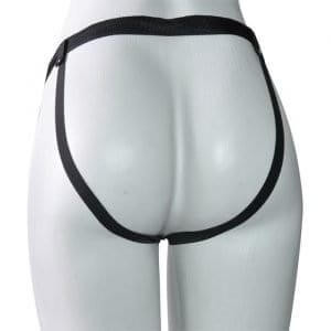 manequim de costas vestido em Kit Cinta Pênis Realístico Fino Iniciação Cor Azul Penetráveis 16cm x3 cm
