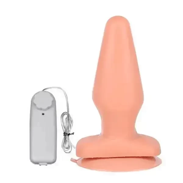 Plug Anal De Silicone Ventosa E Vibração 13,5 x 5cm 