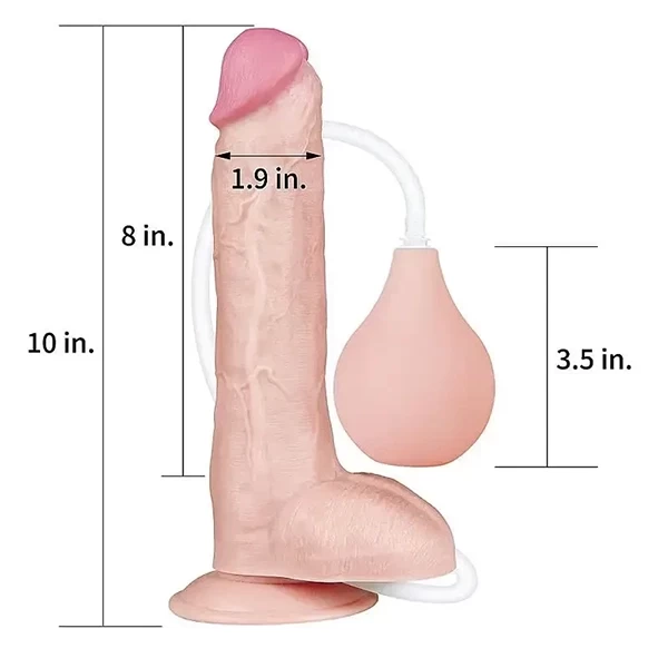 Imagem de pênis ejaculador com informações das medidas