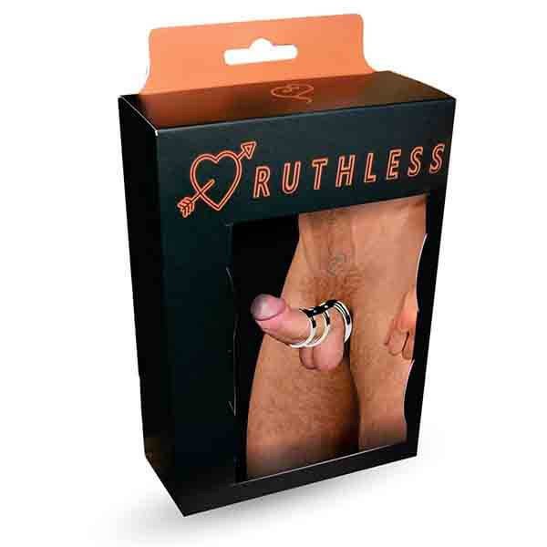 Anel Peniano Com 3 Argolas Huthless Metal Com Tira De Couro