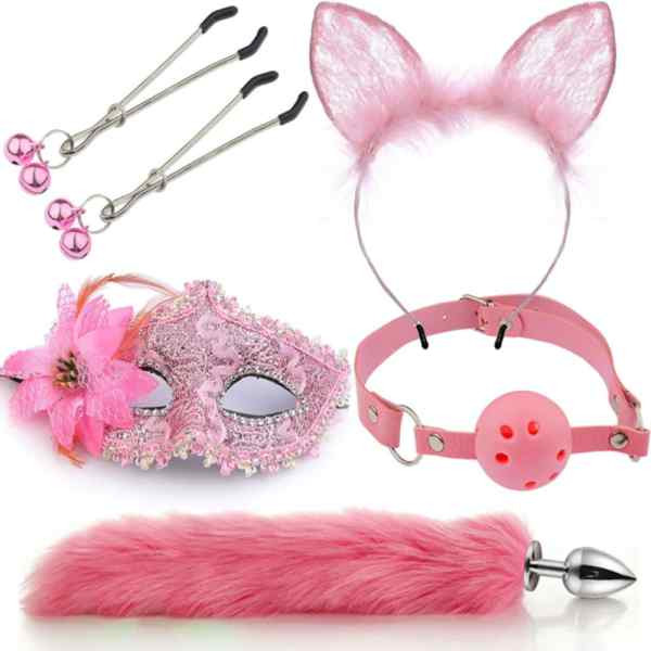 kit fox com plug rabo na cor rosa