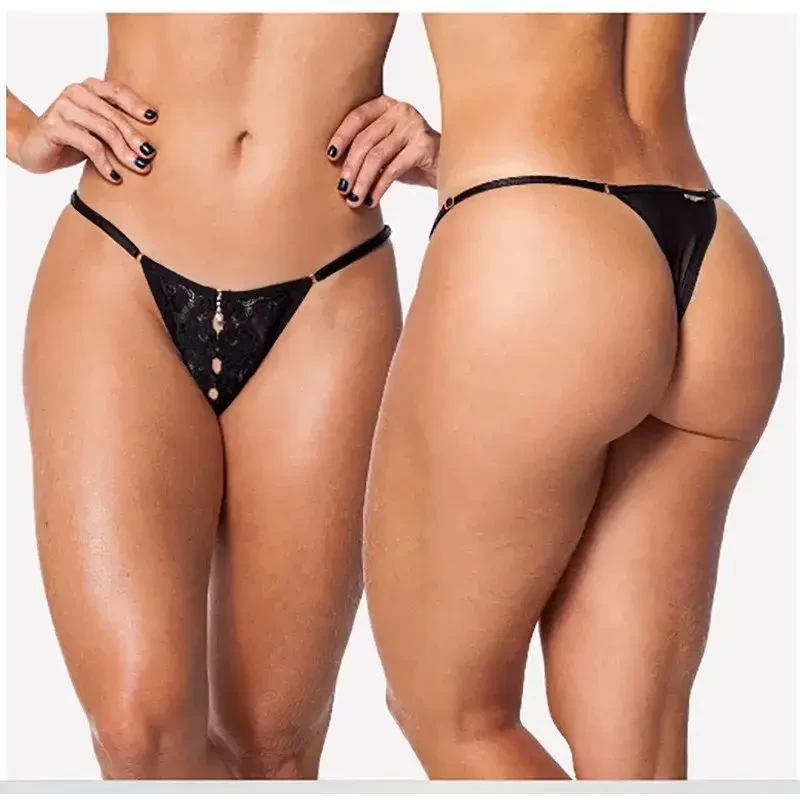 Calcinha Fio Super Sexy Aberta Renda Pra Você Com Biju Na Frente Tamanho Único