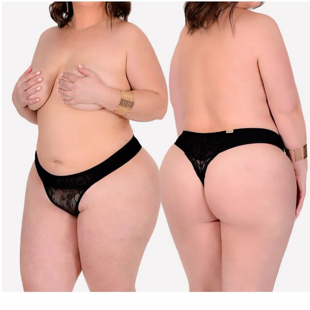 Calcinha Plus Size Fio Dental Sexy. Preta. Cigana. Indicada para Vestir Do 48 ao 50
