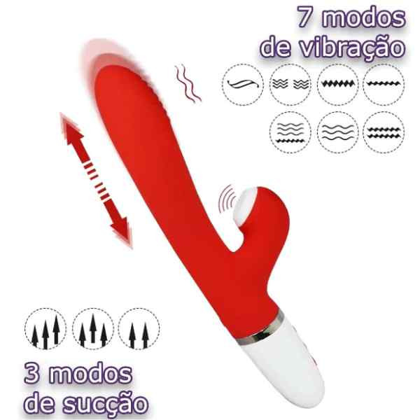 vibrador vai vem com sugador clitoriano