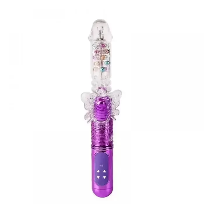 Imagem vibrador giratório vai e vem recarregável 36 vibrações roxo estilo jack rabbit