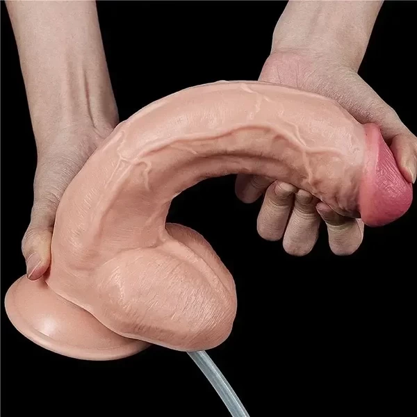 Pênis Realístico Em Cyberskin Ejaculador Ventosa 25,5 x 4,5