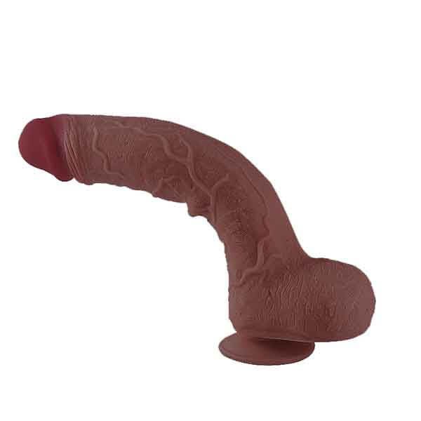 Consolo Com Ventosa Parafuso. Pênis Dupla Camada Deslizante Marrom