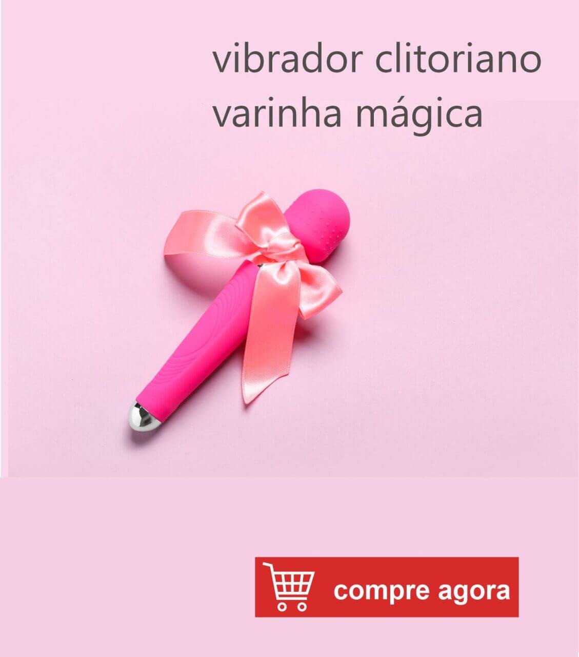 imagem de vibrador varinha magica tamanho pequeno na cor pink com laço de cetim cor rosa