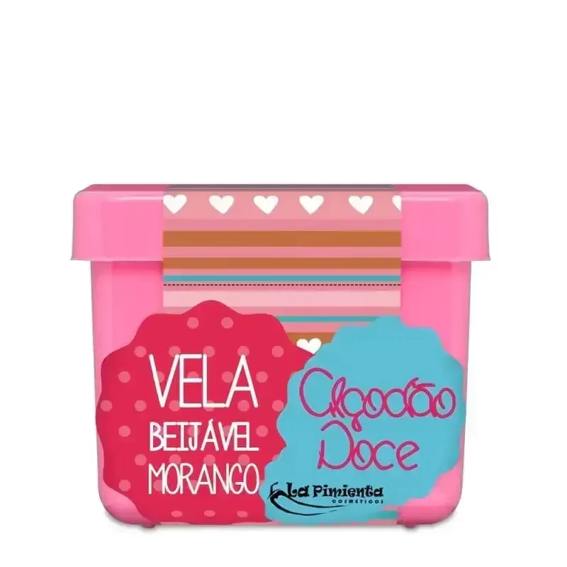 Vela Beijável Afrodisíaca Hidratante Algodão Doce Morango 50g