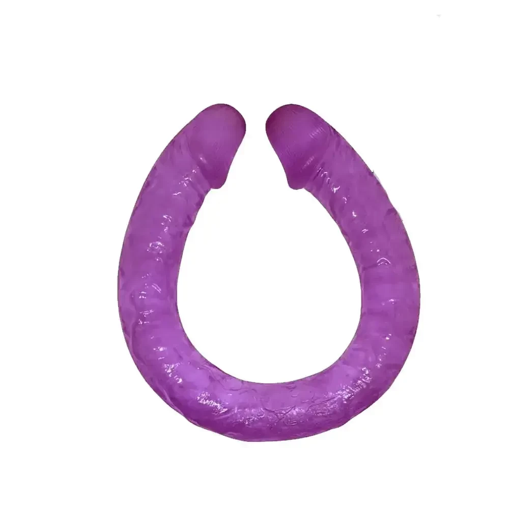 Pênis Dildo Realístico Duplo Havaiano Jelly Roxo 44 x 3,5cm