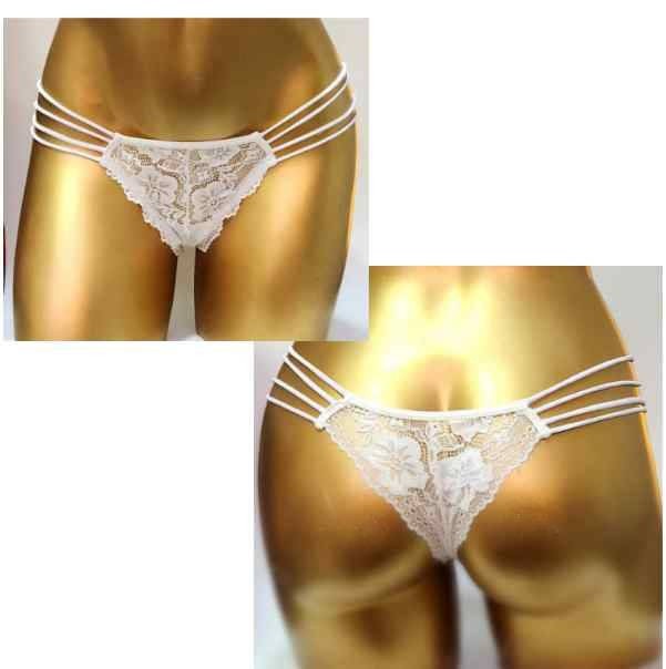 close conjunto de lingerie branca de renda modelo strappy tamanho médio