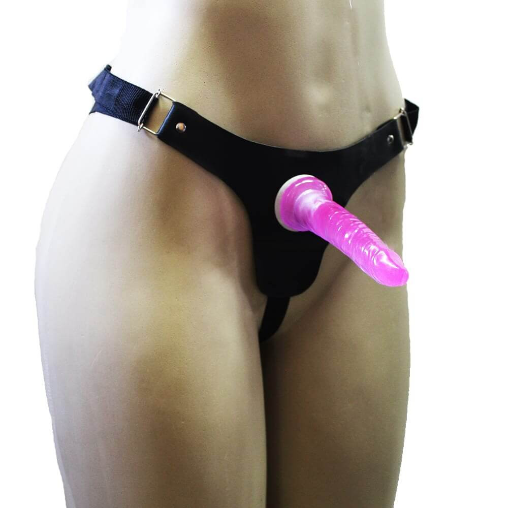 Kit Cinta Pênis Realístico Fino Iniciação Cor Lilás Penetráveis 16cm x3 cm