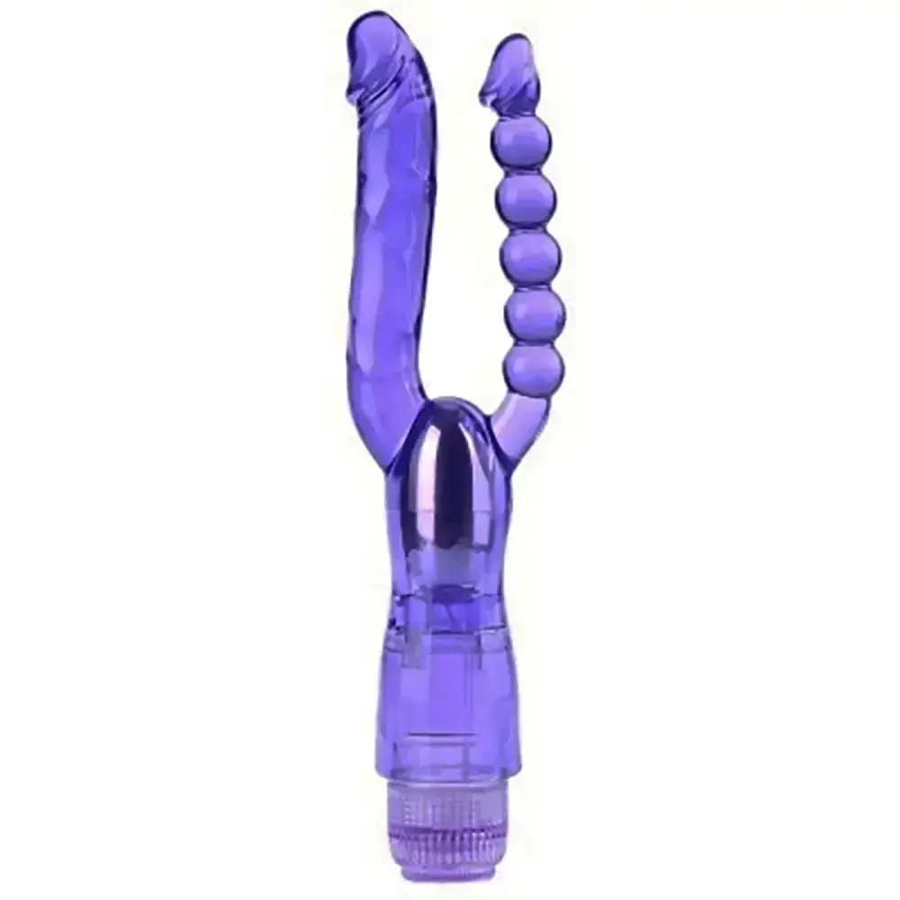 Vibrador Dupla Penetração Prova D'Água Movido à Pilha. Multivelocidade