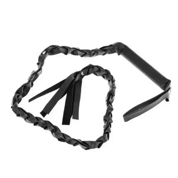 Chicote Trançado Preto BDSM Couro Sintético