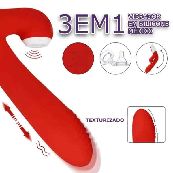 vibrador vai vem com sugador clitoriano recarregável