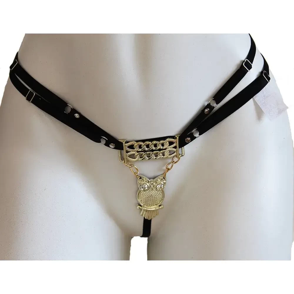 Tanga Fio Dental Couro Sintético. Calcinha Fetiche Fio Jóia Sexy. Tamanho Único