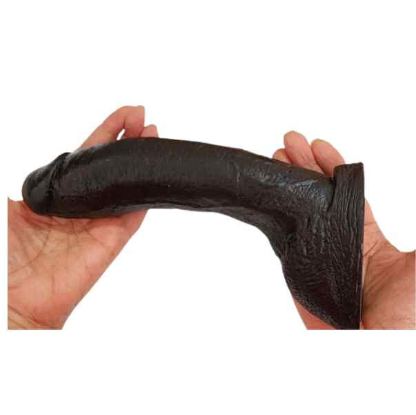 Pênis De Borracha Preto Curvo Jeff Stryker 22x4,7cm 