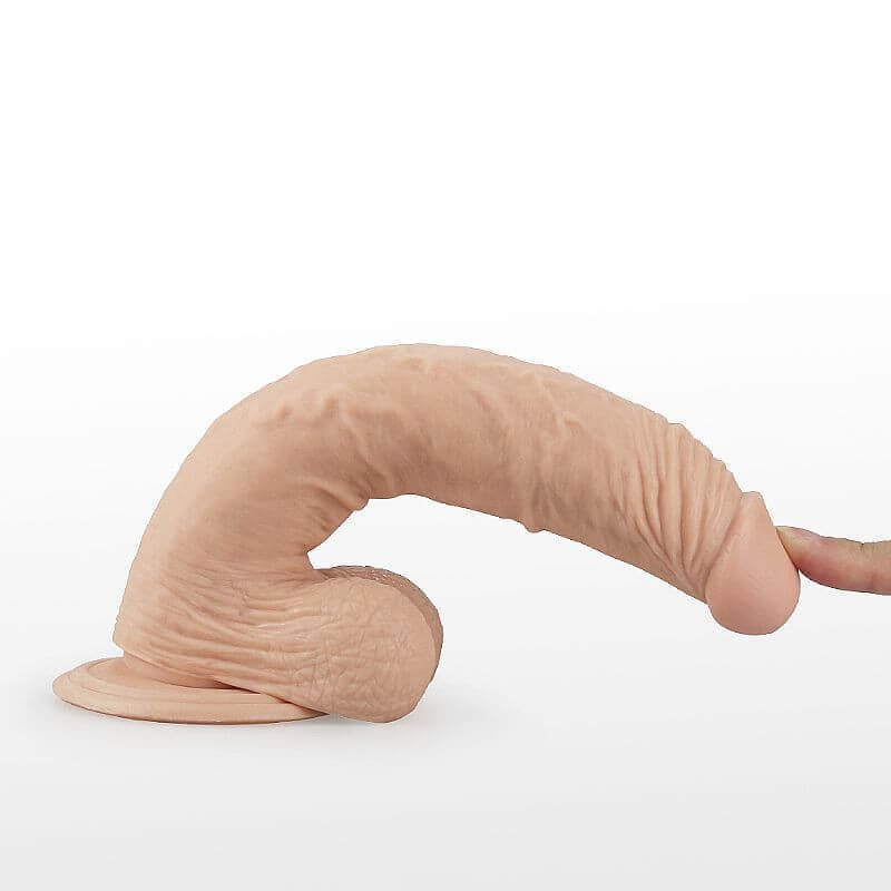 Imagem de dedo flexionando vibrador 24 cm pênis realístico real extreme  lovetoy