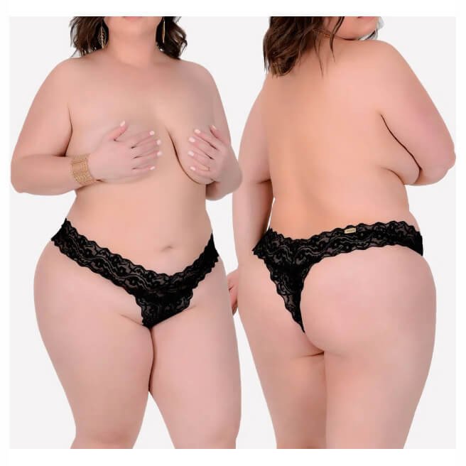 Calcinha Plus Size Sexy Renda Preta. Indicada Para Vestir Do 48 ao 50