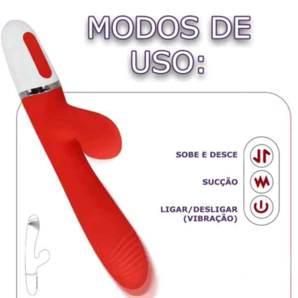 vibrador vai vem com sugador clitoriano recarregável modos de uso