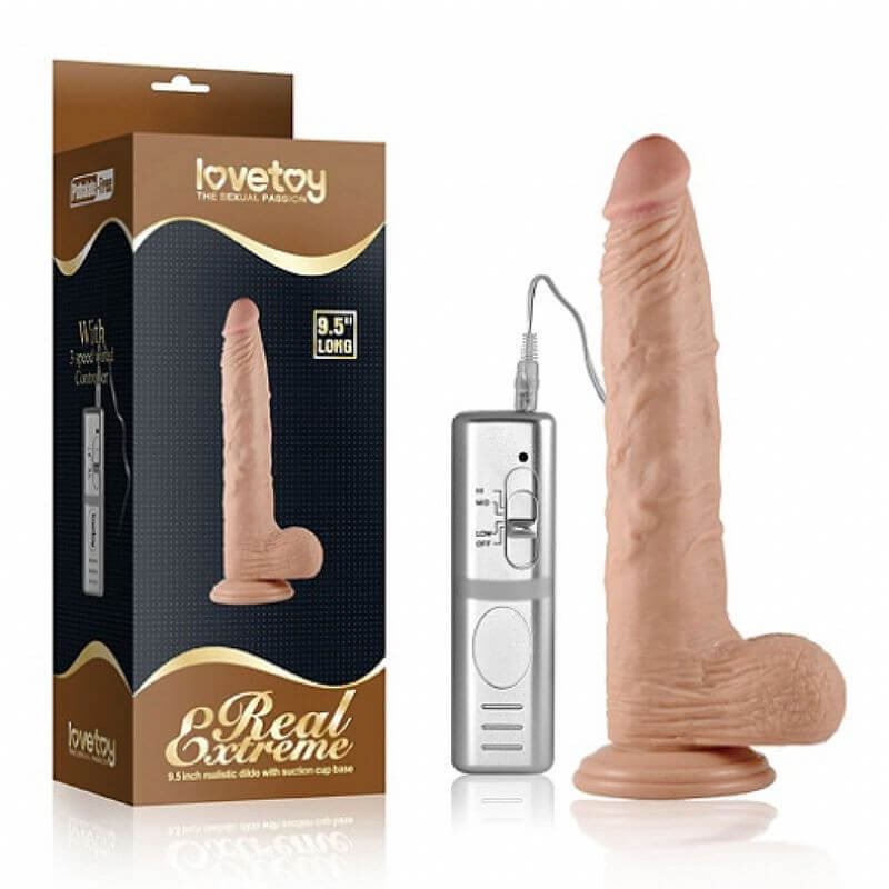 Vibrador 24 cm. Pênis Realístico Vibratório Real Extreme 9.5. Penetráveis 18,5cm