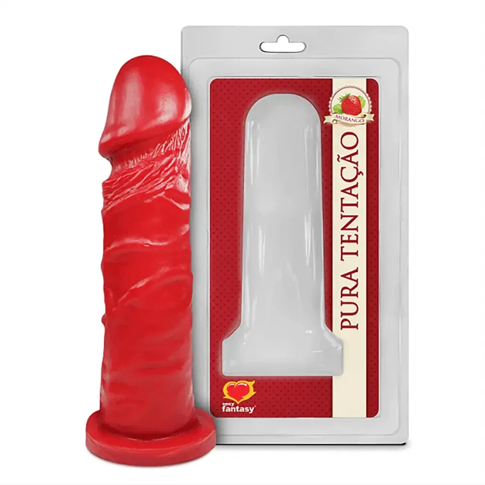 Pênis Erótico Aroma Morango. Sem Vibração. Tamanho 15 cm x 4cm