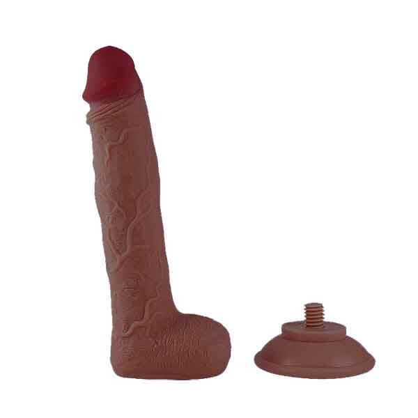 Consolo Com Ventosa Parafuso. Pênis Dupla Camada Deslizante Marrom