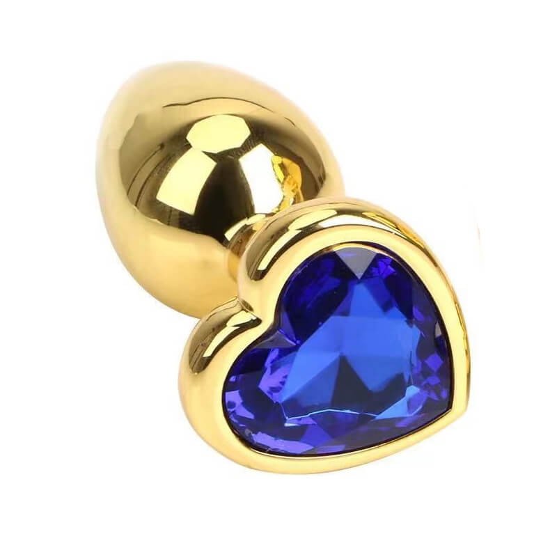 plug canal dourado com pedra azul tamanho médio