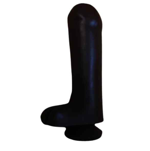 Pênis De Borracha Preto Maciço Liso Com Ventosa Mede 25cm x 6,5