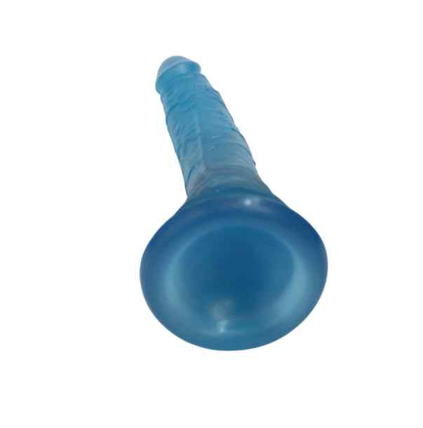 detalhe Penis Azul Com Ventosa Feito de Borracha. Mede 18cm x 3,5 cm penetráveis