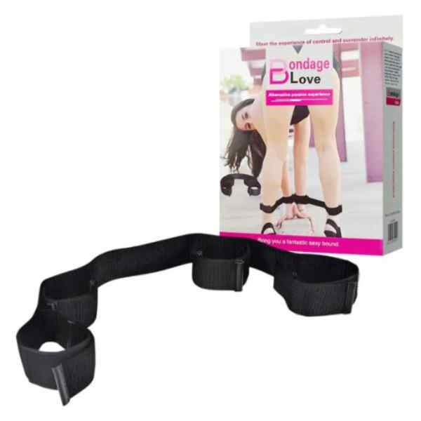Kit Bondage Love Algemas Punho E Tornozelo Com Tapa Olhos