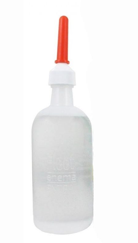 imagem de frasco com solução de enema para lavagem anal