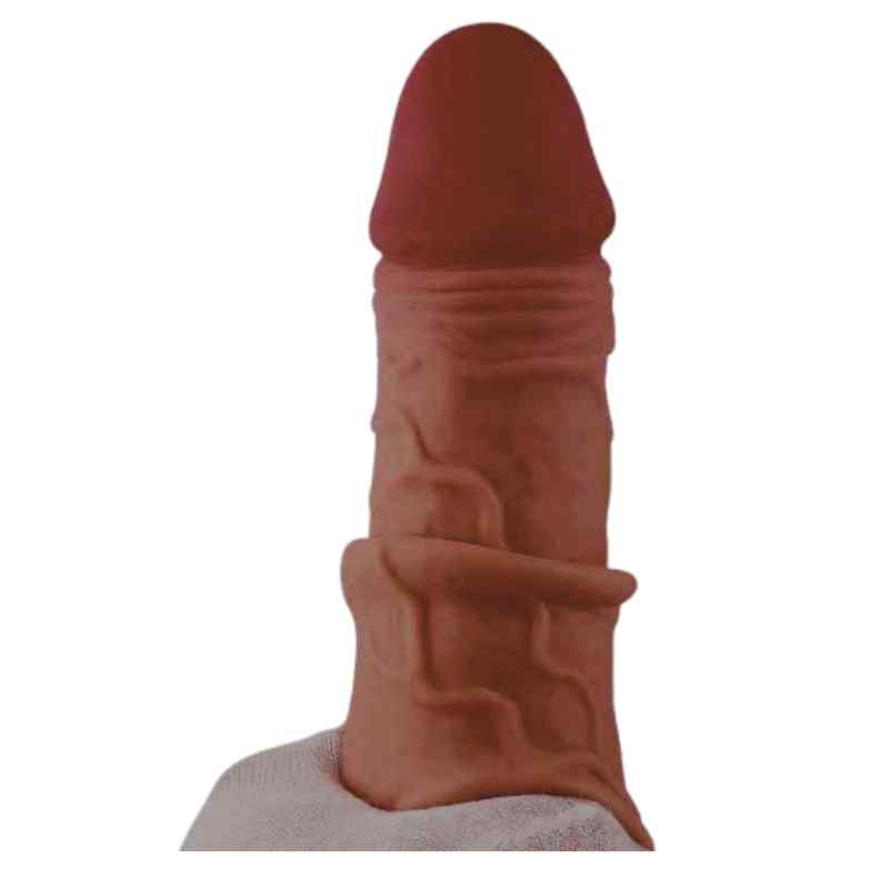 Dildo Com Ventosa Removível Dupla Camada Cyberskin MARROM