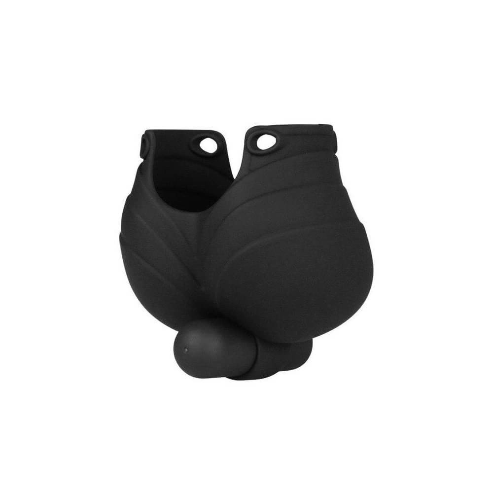 Anel Peniano Massageador de Testículos. Ajustável. Com Bolsa Escrotal Vibratória
