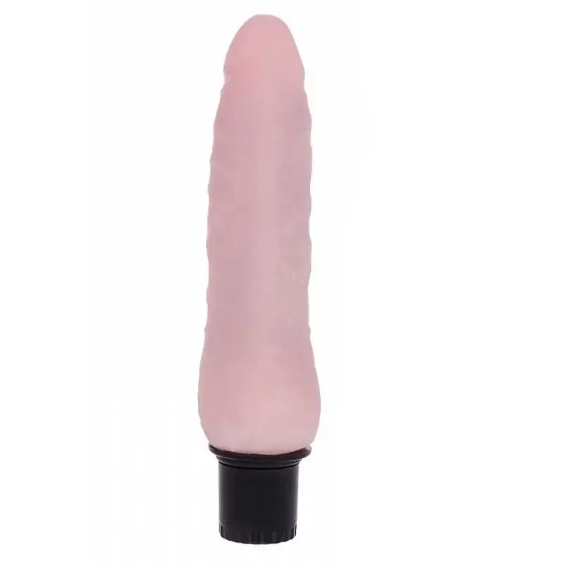 pênis em cyberskin com vibração na cor clara. Medindo 16cm por 3,6 cm