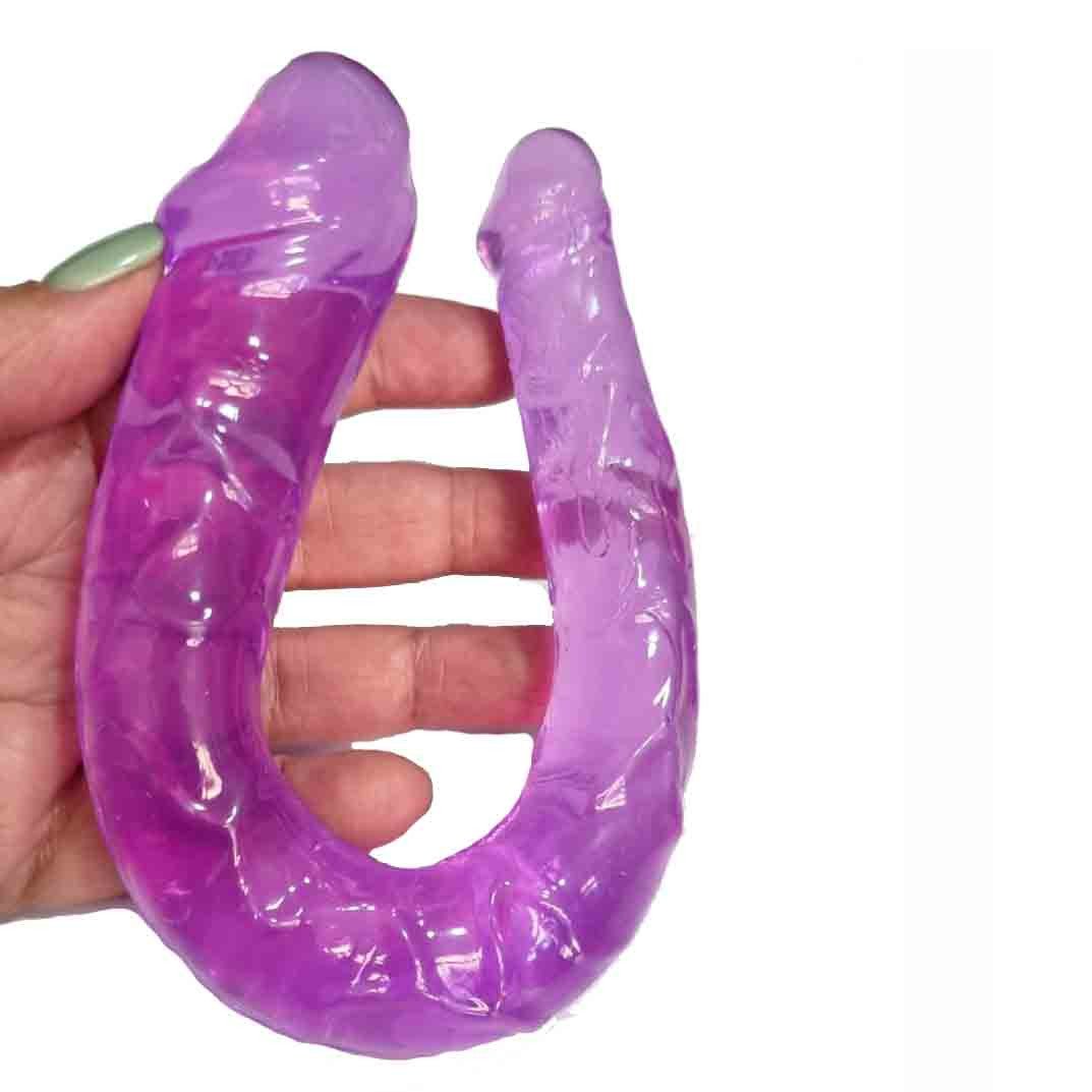 Dildo Para Sexo Dupla Penetração 29,8×3,4~2,2. Penetráveis 14cm de cada lado. Cor Roxa