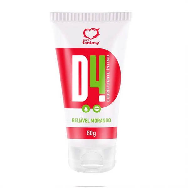 Lubrificante D4 Beijável Sabor De Morango. Base De Água 60g
