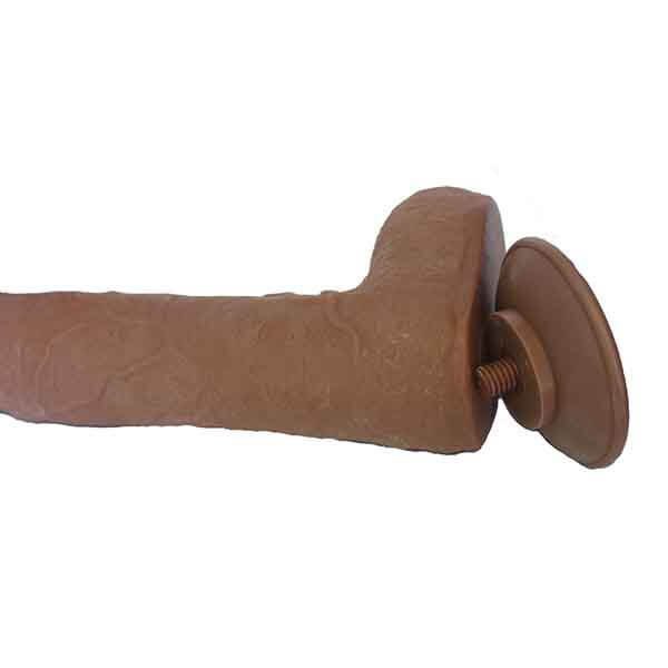 Consolo Com Ventosa Parafuso. Pênis Dupla Camada Deslizante Marrom