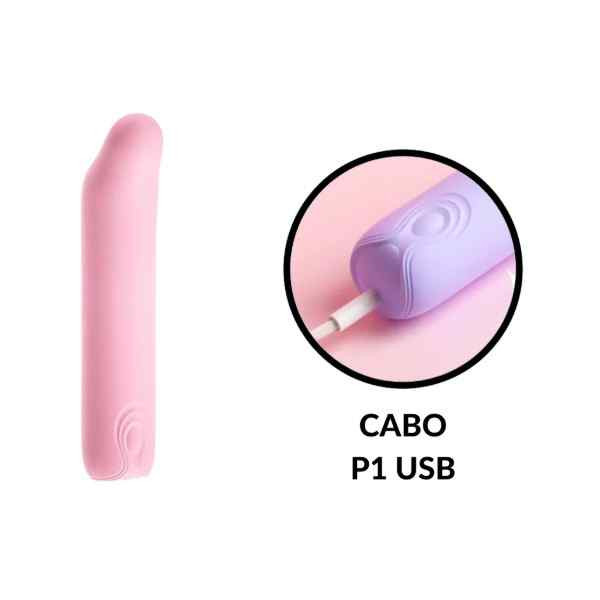 vibrador golfinho bullet recarregavel silicone líquido com detalhe do local de carregamento