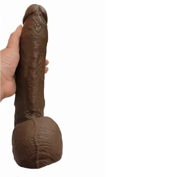 Pênis De Borracha Grande E Grosso Gigante Sem Ventosa Cor Chocolate Mede 28cmx6,5cm