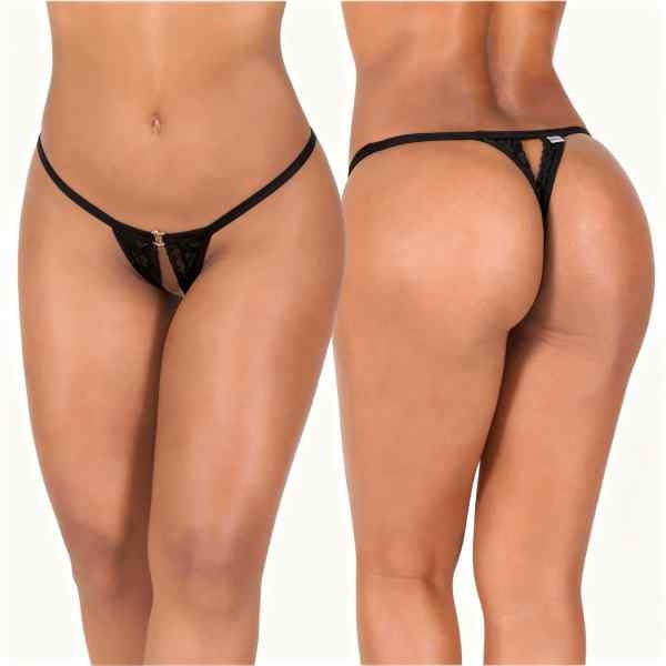 meio corpo de mulher de frente e de costas vestida em calcinha aberta valeu na cor preta